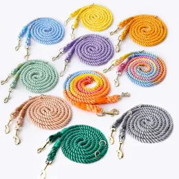 Leashes Handmade Braided Cotton Dog Leash DoubleHeaded Traction Rope For Medium Large Dog Outdoor Pet Walking Training Leads Rope