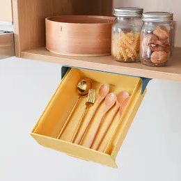 2024 Under lådan Box Hidden Table Under Paste Plastic Kitchen Storage Holder Desk Organizer Memo Pen Stationery Storage Box Case Big