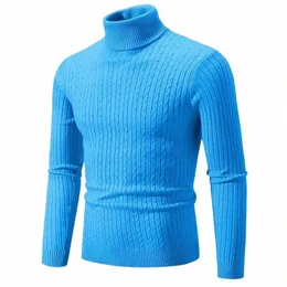 15 colori!Autunno e inverno da uomo collo alto maglione lavorato a maglia slim fit manica Lg caldi maglioni di tendenza tinta unita N7Ds #