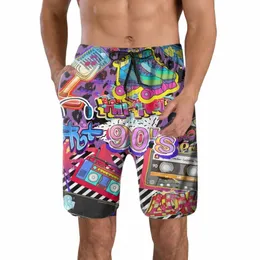Mężczyzny Vintage Swimsuit Styny Graffiti Brafczes Breczesy Kolanki Kolan Kolan Deski Los Lose Dripstring Pływanie Hawajskie odzież plażowa Y078#