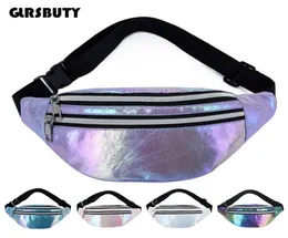 2020 Holographic Fanny Pack Hologram Waist Bag Laser PU Beach Travel Banana Hip Bum Zip Waistbags Women Belt Bag for Girls1218056