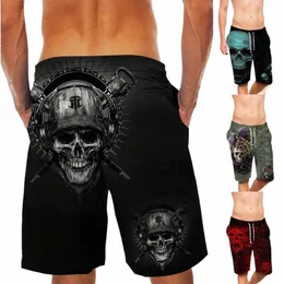 pantaloncini da uomo 3D Skull stampato palestra Quick Dry Board Shorts Casual Running Basket Cargo Short Beachwear Swim Trunks Pantaloni sportivi L2oi #