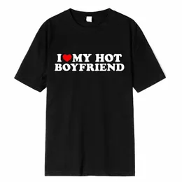 Винтажная забавная футболка с надписью «I Love My Hot Girlfriend Boyfriend» для пар, футболка с рисунком для мужчин, бойфренды Cott, повседневная спортивная 63851 H2Je #