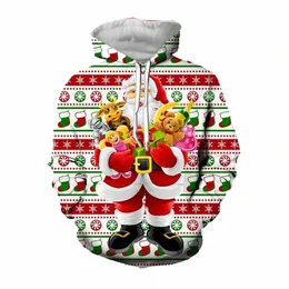 Komik Noel Baba Hediyeleri Grafik Sweatshirts Merry Noel Ren Geyiği Sock 3D Erkekler İçin Baskılı Hoodies Y2K Kadın Pullover X0CX#