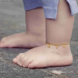 Anklets vnox söt baby ankel guldpläterad klocka charmig armband justerbar figaro ankelkedja flicka och pojke ankel presentc24326