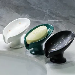 Caixa de sabonete em formato de folha de cerâmica, saboneteira para drenagem de sabonete, suporte para sabonete, esponja, prato de armazenamento, suprimentos de banheiro 240312