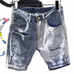 Supzoom Nowa przybycie gorąca wyprzedaż Fi Summer Zipper Fly Duszona swobodna patchworka Cott Dżinsy Szorty Mężczyzny Dżinsowe Pockets O8E3#