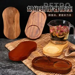 2024 Pepper Mill Tray Bambu Salt Pepper Shaker Stand Tray Tea Tray Wood Kök lagringshållare Hem Dekoration Hantverk