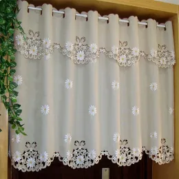 Curtains British Halfcurtain Sunflower Embroidered Curtain For Window Door Valance Hollow Hem Light Shading Blackout Curtain