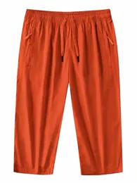 estate Qucik Dry Sweatshorts Uomo Plus Size Tasche con zip Pantaloni larghi dritti Corti maschili Abbigliamento sportivo 3/4 Pantaloncini casual 7XL Z68m #