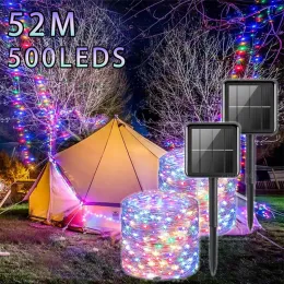 Scatole Luci a LED FAIRE STRUE SOLARE 7 ~ 52M Lampade solari Decorazioni natalizie impermeabili per Garden Street Patio Tree Party 1/2/3/4/5pcs