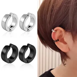 Hoop Huggie 1/6 pair of unperforated earrings titanium clip fake round suitable for women men unisex punk party fashion sexy jewelry 240326