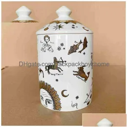 Portacandele Creativo Stile Italia Segni dello zodiaco Pesci Gemelli Bilancia Portacandele Decorazione domestica Vaso in ceramica Tazza Oro H220 Dhxsr