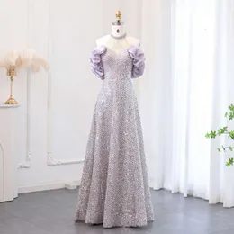Shoulder Sharon Off Said Sequin Sparkly Purple Evening Dresses 2024 Elegant Crystal Formal Dress For Women Wedding Party Ss507