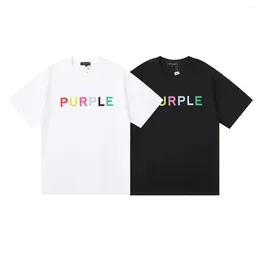 Men's T Shirts 2024 Fashion Summer Purple Brand Logo Classic Pattern Pure Cotton Pure Disual Short Sleeved T-Shirt for Men and Women