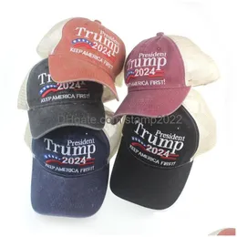 Party Hats Donald Trump 2024 Cap broderad baseballhatt med justerbar rem Drop Delivery Home Garden Festive Supplies DHNY6