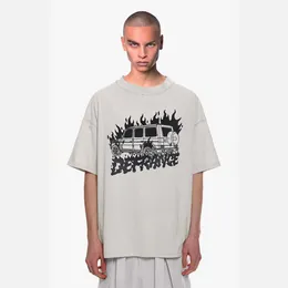 24ss Arnodefrance Flame Off Road Vehicle T-shirt per coppia ampia stampata a maniche corte estiva High Street Instagram