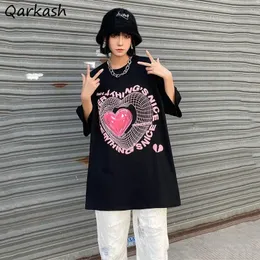 Kvinnor Summer T-shirts Lossa Harajuku All-Match Vintage Streetwear Couples Ins Casual Short Sleeve Leisure Korean Style Ulzzang 240325