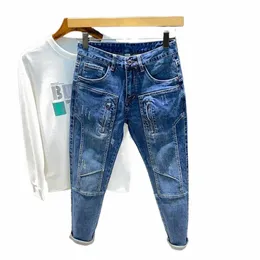 Supzoom New Arrivic Hot Sale Top Fi Autumn Zipper Fly Stewed Castary Patchwork Cargo Denim Pockets Cott Jeans Men b3xh＃