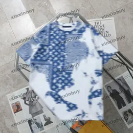 xinxinbuy Maglietta da uomo firmata Tee 2024 Italia Tie-dye Lettera Anacardi stampa frutta manica corta in cotone donna grigio nero albicocca S-3XL