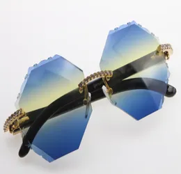 Lente de vidro da moda 4189706 Original White Black Buffalo Horn Sunglasses Sunglasses Big Stones Metal Sun Glasses C DEC2123261