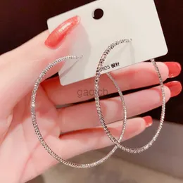 Hoop Huggie Silver geometric large circular earrings suitable for womens statement earrings fashionable jewelry accessories nightclub DJ Boho 24326