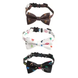 Fashion Street Style Dog Kllar Bow Classic Printed Pet Collar Indoor Outdoor Trwałość Schnauzer French Bulldog Bown Set CSG2403264