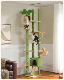 Scratchers Justerbara 230252cm höjdkaktus kattträd med lägenhet skrapning efter multilevel katt torn katt tillbehör Gatos kattleksaker