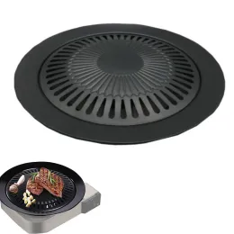 Griglie in stile coreano Vassoio antiaderente per barbecue Vassoio rotondo senza fumo per barbecue Resistente alla corrosione Strumento di cottura resistente alle alte temperature