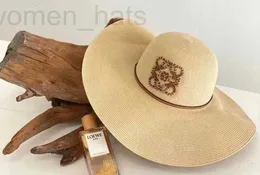 Wide Brim Hats & Bucket designer Cheap 2023 Summer New Jacquard Embroidered Fisherman Pieced Leather Woven Beach Sunshade Straw Hat VYKL