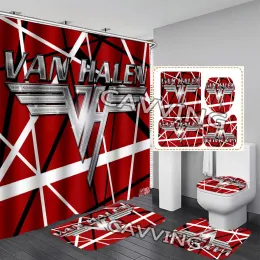 Curtains Van Halen Band 3D Shower Curtains Waterproof Bathroom Curtain Antislip Bath Mat Set Toilet Rugs Carpet Home Decor V02