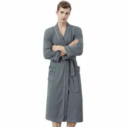 Mens Bathrobe Gown Nightgown LG Sleeve Robe Kimo Home Wear Nightdr Spring Casual V-Neck Sleepwear Nightwear Outfits M8Y5#