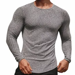 FI MENS CASUAL QUICKT-TRYING SPORTS TJÄRD BOTTOMER SHIRT FITN RIMD TRÄNING LG-SLEEVED T-shirt Par Yoga Tops 77li#