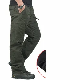 winter Pants Men Double Layer Fleece Cargo Pants Waterproof Overalls Thick Warm Baggy Rip-Stop Trousers Military Tactical Pants O1Pf#