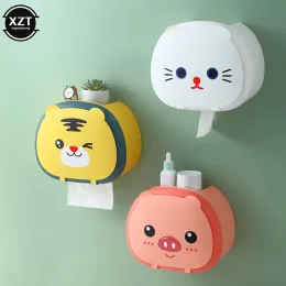 Titulares dos desenhos animados animal punchfree caixa de tecido rack de armazenamento suporte de tecido papel higiênico toalha standdispenser wallmounted banheiro suprimentos