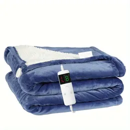 Одеяло, 1 шт., можно стирать в Hine, очень мягкое, удобное, электрическое одеяло с ручным управлением, быстрый нагрев, праздничный подарок для друга и семьи, синее, 62 x 84 дюйма