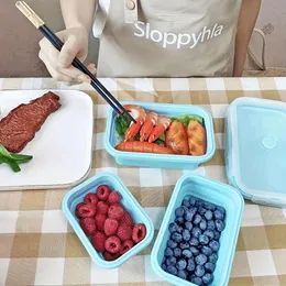 3 Stück, faltbare Silikon-Vorratsbehälter für die Zubereitung von Mahlzeiten mit Deckel, To-Go-Behälter, wiederverwendbare Lunch-Bento-Boxen, gefrierschrank-, spülmaschinen- und mikrowellengeeignet,