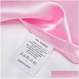 Pillow Case Queen Simated Silk Pillowcase 100% Polyester Satin Simple Style Solid Color Envelope Closure Soft Breathable Extra Smoot Otoae