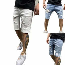 2020 Summer New Fi Casual Slim Fit Men's Stretch Short Jeans High Quality Elastic Denim Shorts N1jd#