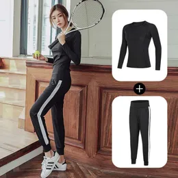 Flash Gönderi Yoga Grubu Kadınlar Slim Fit Dance Suit Seti, Sonbahar ve Kış Hızlı Kurutma Çalışan Spor Giyim İki Parçalı Set