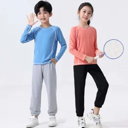 Lighing Versand Frühling/Sommer Kinder Sport Schnell Trocknend Fiess Jungen Trainingskleidung Langärmelige Enge Kleidung Mädchen Laufen Zweiteiliges Set