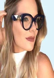 Okulary przeciwsłoneczne Wysokiej jakości kobiety niebieskie okulary czytania optyczne podwójny kolor z trendem modowym projektant marki vintage naversize7994907