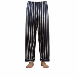 Cetim Pijamas Homens Pijamas Primavera Verão New Sleep Bottoms Home Calças Casual Impressão Pijamas Pijamas Faux Silk PJS Homewear g7Fl #