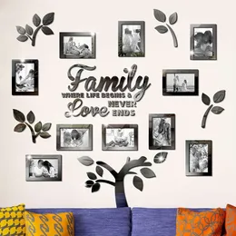 1set Family Tree Decal, Acrylic 3D DIY Mirror Sticker Photo Frames, Removable Wall Art Decals, Home Decorations for Living Room Bedroom Kitchen Dining Office