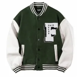 Hip Hop Baseball Jacket Men Women 3d Letter F Japońska streetwear harajuku college patchwork blok bombowy kurtka uniwerek 11e##