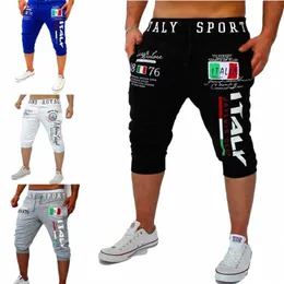 Erkek Atletik Şort Ter Şortları Capri Pantolon Baskı Mektubu Sporları Açık Hafta Sonu Sokak Giyim Şık Sweetpants Erkek 886p#