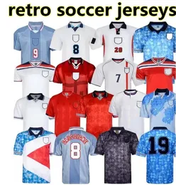 イングランドレトロジャージー1982 1986 1998 2002 2004サッカージャージー1989 1990 Gerrard Scholes Owen 1994 1996 Heskey Gascoigne Vintage Classic Football Shir