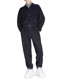 gmiixder Workwear LG-ärmad jumpsuit koreansk överdimensionerad avslappnad persal