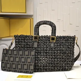 Lüks tasarımcı plaj çantası rafia tote çanta yüksek kaliteli kadınlar el yapımı dokuma çanta çanta tek omuz çantası orta çift saplı işlemeli çapraz crossbody kompozit çanta