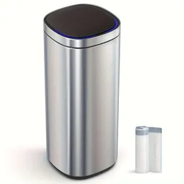 1 st 13 gallon rörelsessensor Trash Can, Automatic Kitchen Warbage Can flerfärgade indikatorlampor, ozon luktkontroll skräpfack med vistelse-öppet lock, högt